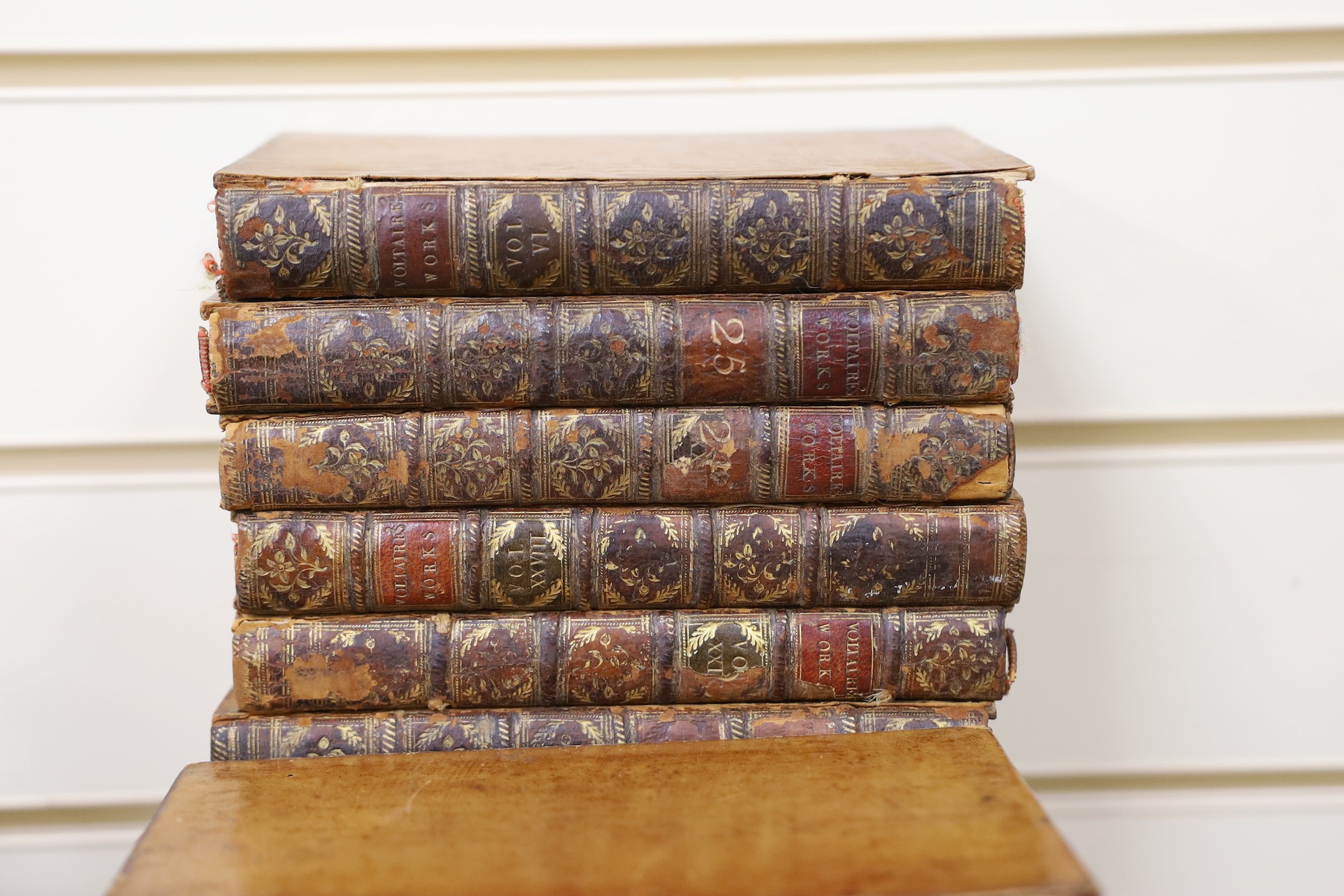 A collection of leather bound books, (40 items)